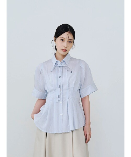 TONAL(トーナル)の「【POLO BCS】タイ付ボリュームスリーブシャツ(シャツ/ブラウス・レディース・オフホワイト/ブラック/ピンク/ブルー・M)」の9枚目の写真