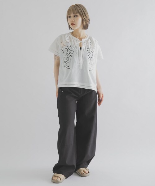 THE GOODLAND MARKET（ザグッドランドマーケット）の「FANAKA　レースブラウス（シャツ/ブラウス・レディース・オフホワイト/ブラック・Free）」の8枚目の写真