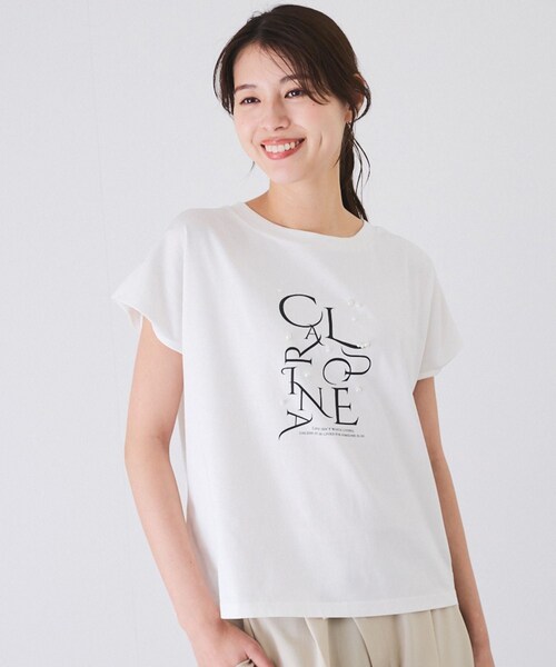 Jayro（ジャイロ）の「パール付きプリントロゴTシャツ（Tシャツ/カットソー・レディース・ブラック/ホワイト系/ネイビー/ラベンダー・M）」の13枚目の写真