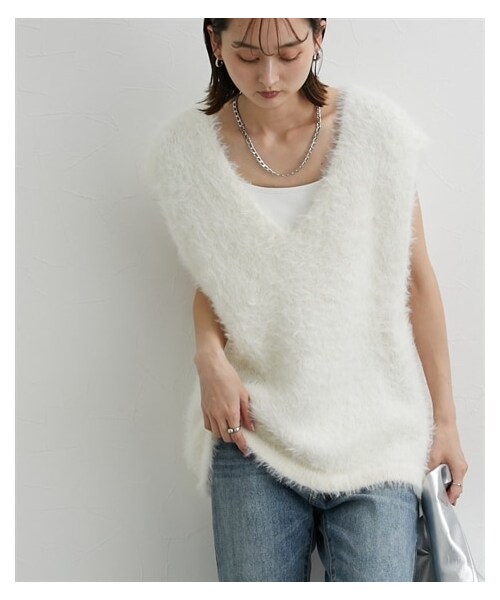 nissen（ニッセン）の「シャギーニットベスト（ニット/セーター・レディース・アイボリー/ライトグレー/チャコールグレー・S/M/L/LL）」の22枚目の写真