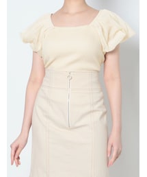 LAGUNAMOON | バルーンスリーブレースアップニットプルオーバー(ニット/セーター)