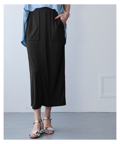 nissen（ニッセン）の「＜大きいサイズ＞汗染みしにくいひんやりポンチナロースカート（接触冷感・UVカット）（スカート・レディース・黒/モカ/サックスグレー・L/LL/3L/4L/5L/6L/8L/10L）」の15枚目の写真