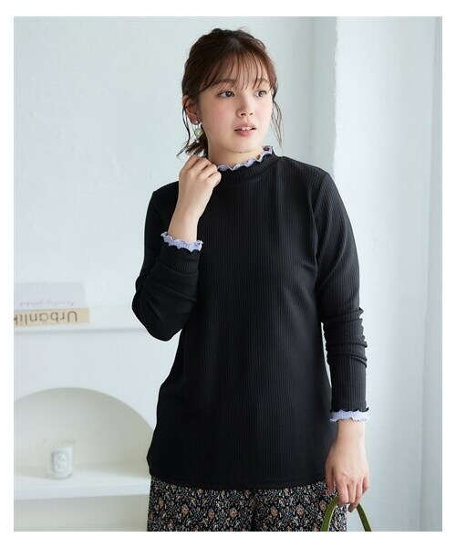 nissen（ニッセン）の「＜大きいサイズ＞配色メロウプチハイカットソートップス（Tシャツ/カットソー・レディース・ラベンダー×ピンク/黒×ラベンダー/モカ×黒/ネイビー×ダークブルー・L/LL/3L/4L/5L/6L/8L/10L）」の10枚目の写真