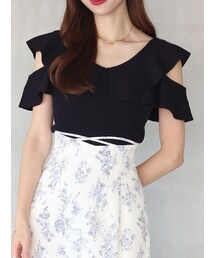 MERCURYDUO | マルチウェイストラップダブルラッフルニット(ニット/セーター)