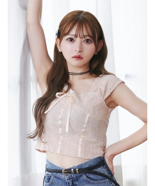 EATME（イートミー）の「バレエリボンノースリーブ（タンクトップ・レディース・アイボリー/ピンク/グレー/ブラック・F）」の8枚目の写真