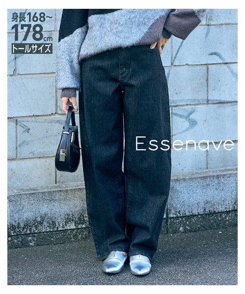 nissen（ニッセン）の「【Essenave】カーブデニムパンツ（パンツ・レディース・ウオッシュドブルー/ネイビー/黒系/オフホワイト・64TT/67TT/70TT/73TT/76TT/80TT/84TT/88TT/96TT/104TT）」の3枚目の写真