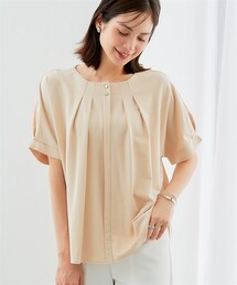 7days Life Styling | ブラウス見えシルケットポンチメタルボタンタックドルマントップス<大きいサイズ有>(Tシャツ/カットソー)