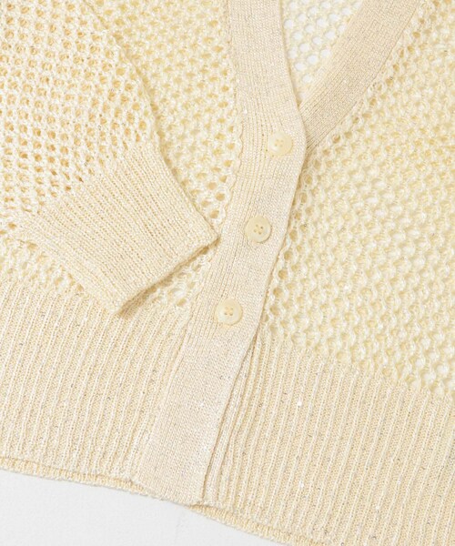 SENSE OF PLACE by URBAN RESEARCH（センスオブプレイスバイアーバンリサーチ）の「スパンコールメッシュカーディガン（カーディガン/ボレロ・レディース・CHARCOAL/IVORY/YELLOW・one）」の15枚目の写真
