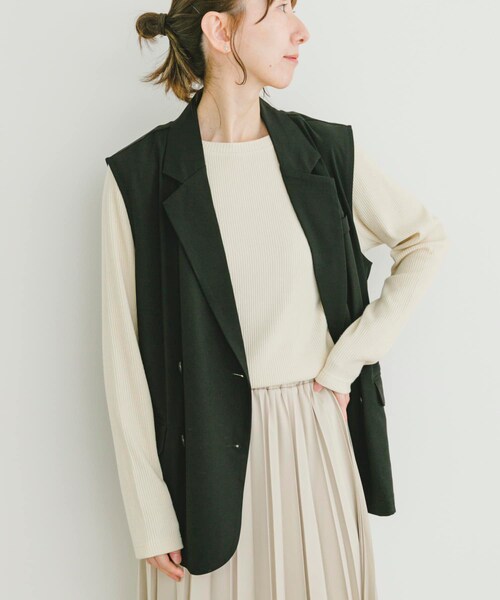 ITEMS URBANRESEARCH（アイテムズ アーバンリサーチ）の「ダブルブレストジレ（ベスト・レディース・CML/BLK・FREE）」の7枚目の写真