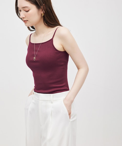 ROPE'（ロペ）の「コットンシルク丸胴テレコカップ付きキャミソール（キャミソール・レディース・ブラック/オフホワイト/ワイン・F）」の3枚目の写真