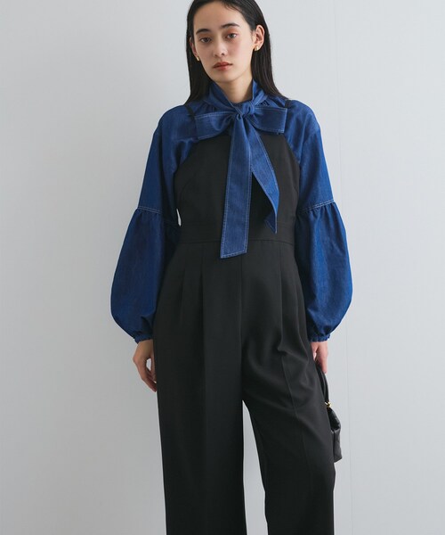 VIS（ビス）の「セットアップサロペット【洗える】（サロペット/オーバーオール・レディース・ブラック/キナリ・F）」の9枚目の写真