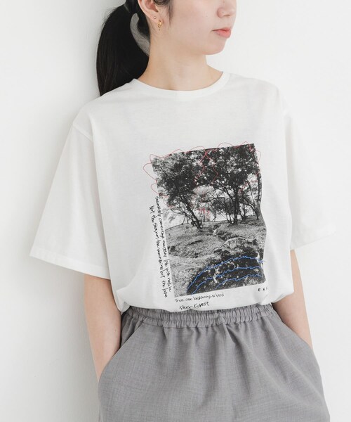 EKAL（エカル）の「フォトプリントショートスリーブTシャツ（Tシャツ/カットソー・レディース・ホワイト/ベージュ/グレー・One）」の12枚目の写真