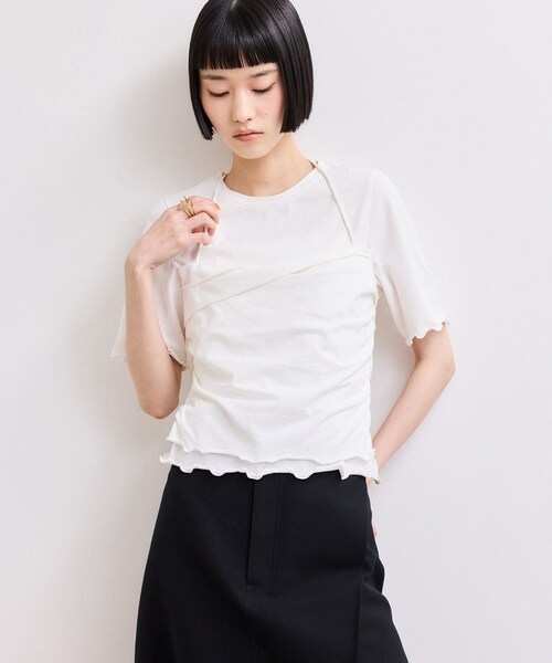 ADAM ET ROPE'(アダムエロペ)の「【WEB限定】ベアトップレイヤードカットソー(Tシャツ/カットソー・レディース・ホワイト/ダークブラウン/ネイビー・F)」の8枚目の写真