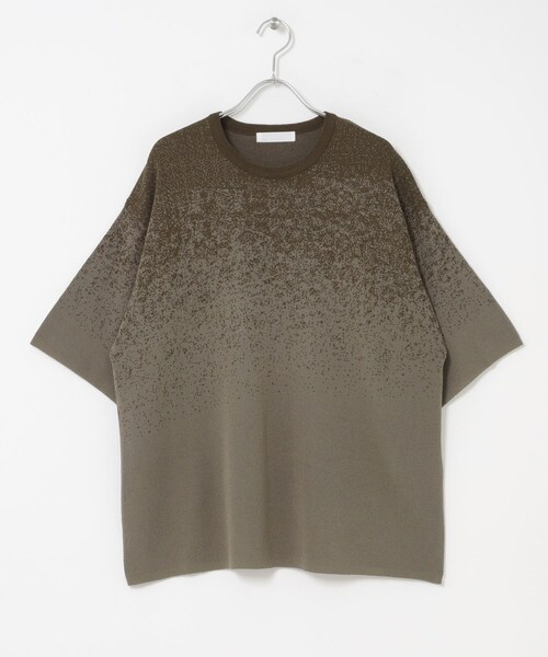 SENSE OF PLACE by URBAN RESEARCH（センスオブプレイスバイアーバンリサーチ）の「『洗濯可』エクストラルーズスプラッシュニットTシャツ（ニット/セーター・メンズ・BLK×CHA/BRN×BEG/MNT×GRY・M/L）」の4枚目の写真
