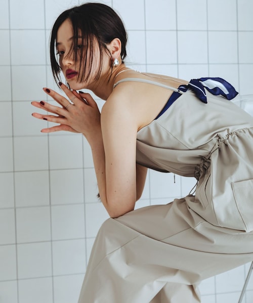 SENSE OF PLACE by URBAN RESEARCH(センスオブプレイスバイアーバンリサーチ)の「撥水UVカットウエストドローオールインワン(サロペット/オーバーオール・レディース・BROWN/BLACK/BEIGE・S/M)」の3枚目の写真