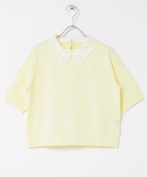 URBAN RESEARCH ROSSO（アーバンリサーチロッソ）の「『WEB限定』2WAYレースカラーニット（ニット/セーター・レディース・NAVY/SAX/LEMON/PINK・Free）」の10枚目の写真