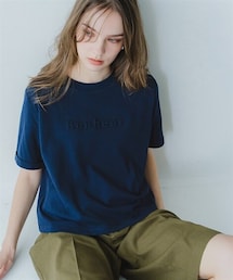 Maison INNESS | 綿100%エンボスロゴクロップド丈こなれTシャツ<大きいサイズ有>(Tシャツ/カットソー)