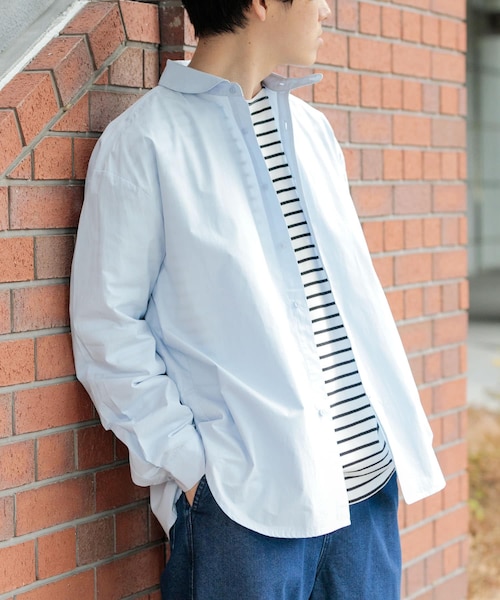 ITEMS URBANRESEARCH(アイテムズ アーバンリサーチ)の「ブロード ラウンドカラーシャツ(シャツ/ブラウス・メンズ・SAX/IVO/PPL/LIME GREEN・M/L)」の3枚目の写真