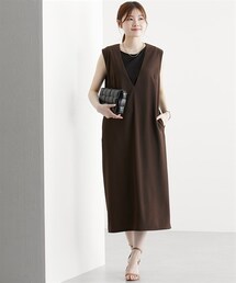 nissen | リップルジャンパースカート（Vネック・キーネック）(ジャンパースカート)