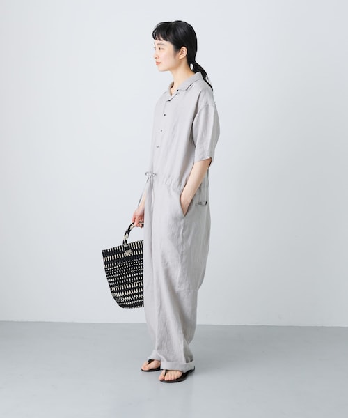 かぐれ（カグレ）の「リネンハーフスリーブオールインワン（サロペット/オーバーオール・レディース・BLACK/GREGE/CHARCOAL・FREE）」の21枚目の写真