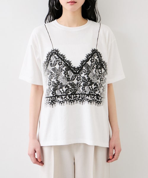 VIS(ビス)の「トロンプルイユプリントTシャツ(Tシャツ/カットソー・レディース・チャコール/ホワイト・F)」の15枚目の写真