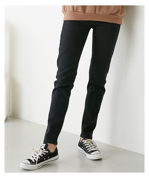 nissen（ニッセン）の「あったか裏起毛　スキニーデニムパンツ（選べる２レングス）（デニムパンツ・レディース・(旧)ネイビー系/(旧)黒系/(旧)ウォッシュブルー系/ネイビー系/黒系/ウォッシュブルー系・S/M/L/LL）」の6枚目の写真