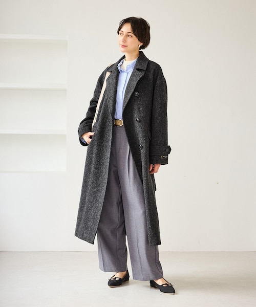 ROPE' PICNIC(ロペピクニック)の「JAPAN FABRIC スタンドカラーロングコート/一部WEB限定カラー(チェスターコート・レディース・ブラック系/グレー/ライトグレー/ベージュ系・F)」の10枚目の写真