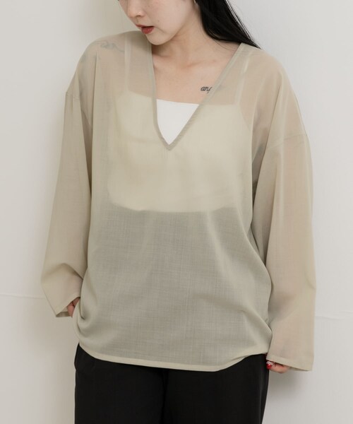 THE GOODLAND MARKET（ザグッドランドマーケット）の「&her　Voile Tops（シャツ/ブラウス・レディース・CREAM・one）」の2枚目の写真
