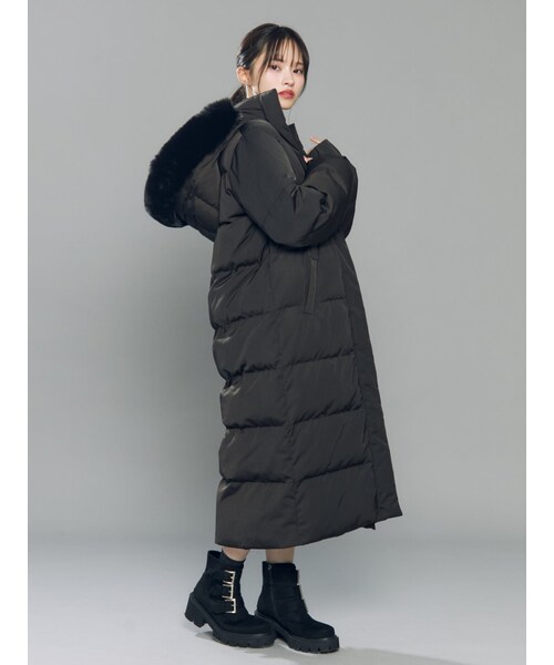 EATME（イートミー）の「フードダウンコート（ダウンジャケット/コート・レディース・ブラック/オフホワイト・F）」の6枚目の写真