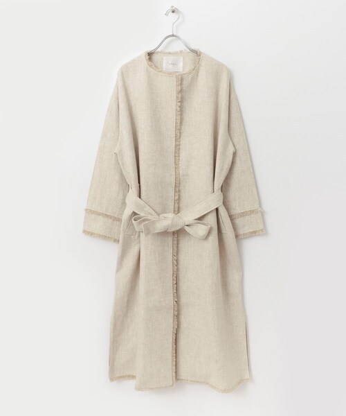 ITEMS URBANRESEARCH（アイテムズ アーバンリサーチ）の「KBF+　ラスティックフリンジコート∴（ノーカラージャケット・レディース・BEG STRIPE/NATURAL/L.BROWN・one）」の17枚目の写真