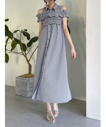 dazzlin | ギャザービスチェSETシャツワンピース(シャツワンピース)