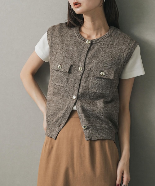 SENSE OF PLACE by URBAN RESEARCH(センスオブプレイスバイアーバンリサーチ)の「メタルボタンポケットベスト(ベスト・レディース・L.BLUE/BLACK/IVORY/BROWN・one)」の3枚目の写真