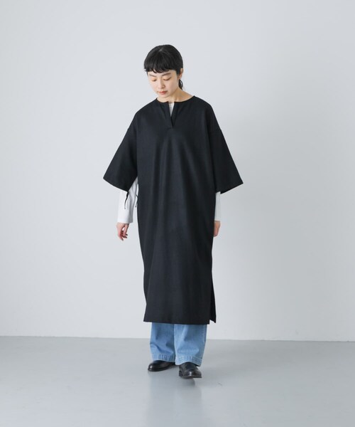 かぐれ（カグレ）の「ウールオーバーワンピース（ワンピース・レディース・BEIGE/BLACK・Free）」の5枚目の写真