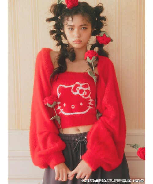 CALNAMUR（カルナムール）の「【HELLO KITTYコラボ】シャギーニットアンサンブル（ニット/セーター・レディース・チャコールグレー/レッド・F）」の7枚目の写真