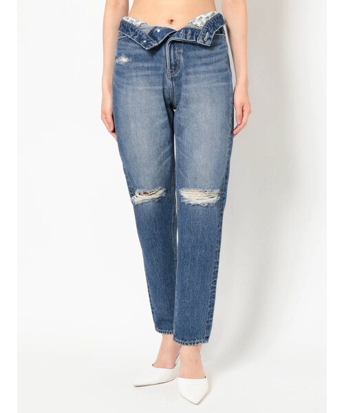 GYDA（ジェイダ）の「H/W GYDA SLEEK KNEEダメージデザインデニムパンツ（デニムパンツ・レディース・ブルー/アイスブルー・XS/S/M）」の2枚目の写真