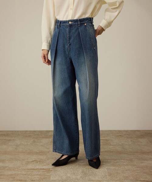 ROPE'（ロペ）の「【洗える】ワンタック ワイドデニムパンツ（デニムパンツ・レディース・ブラック/ブルー・36/38/40）」の18枚目の写真