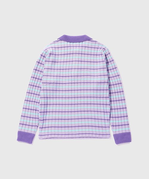 ADAM ET ROPE'（アダムエロペ）の「【RICE NINE TEN/ライス ナイン テン】RIBBED KNIT POLO SHIRT（ポロシャツ・メンズ・グレー/ベージュ/ラベンダー系・1/2）」の15枚目の写真