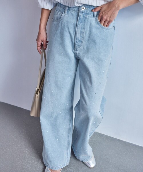 ROPE' PICNIC（ロペピクニック）の「パールキラキラビジューデニム（デニムパンツ・レディース・ネイビー/ブルー/ブラック系・L/M/S）」の10枚目の写真