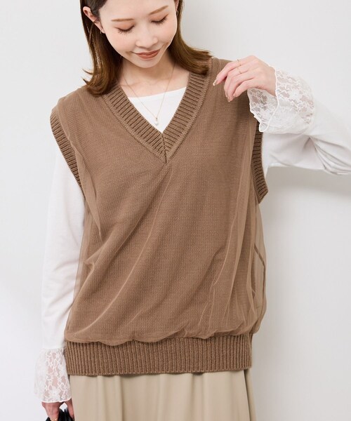 ROPE' PICNIC(ロペピクニック)の「チュールドッキングベスト(ベスト・レディース・ブラック/グレー/ブラウン・F)」の21枚目の写真