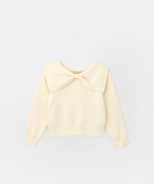 ROPE' PICNIC(ロペピクニック)の「【KIDS/キッズ】【2WAY】マシュマロニットリボンカラートップス/イージーケア・リンクコーデ(ニット/セーター・キッズ・ブラック/キナリ/サックス・120/130/140/150)」の4枚目の写真