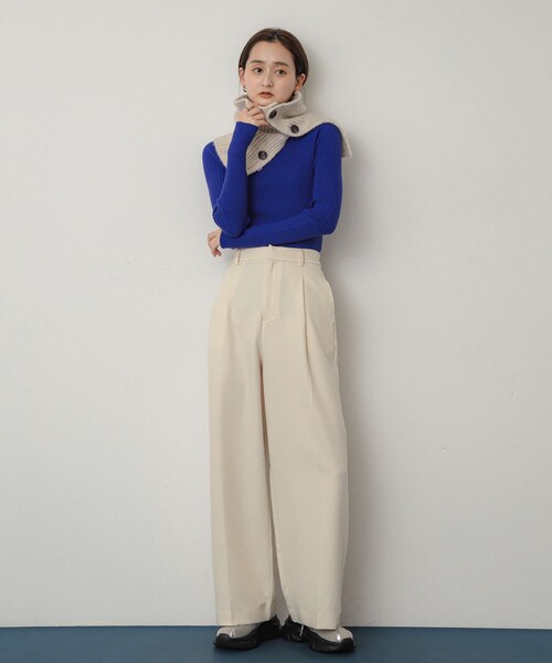 SENSE OF PLACE by URBAN RESEARCH（センスオブプレイスバイアーバンリサーチ）の「サイドスリットウォーマー（ネックウォーマー/スヌード・レディース・CHARCOAL/IVORY・one）」の7枚目の写真