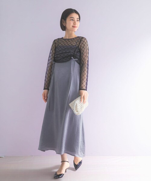 URBAN RESEARCH ROSSO（アーバンリサーチロッソ）の「kaene　ドロストギャザーセパレートドレス（ワンピース・レディース・GRAY/MINT・36）」の6枚目の写真
