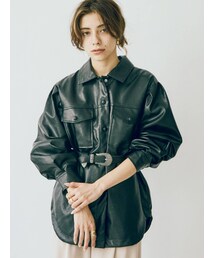 EVRIS | フェイクレザーボリュームスリーブジャケット【セットアップ着用可能】(テーラードジャケット)