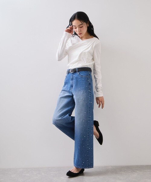 VIS(ビス)の「ビジューデニムパンツ(デニムパンツ・レディース・ベージュ/ブルー・M/S)」の12枚目の写真