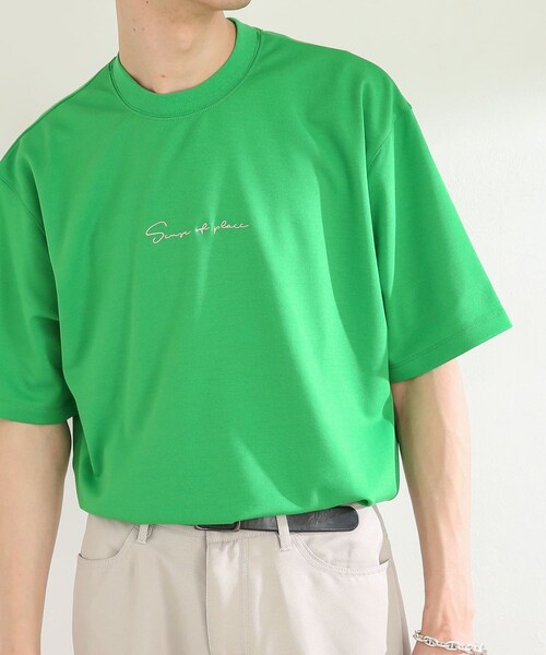 SENSE OF PLACE by URBAN RESEARCH(センスオブプレイスバイアーバンリサーチ)の「シシュウポンチTシャツ(5分袖)(Tシャツ/カットソー・メンズ・GREIGE/WHITE/BLACK/GREEN/L.PURPLE/MINT・M/L)」の5枚目の写真