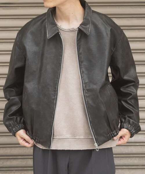 ITEMS URBANRESEARCH（アイテムズ アーバンリサーチ）の「F.L. ジップアップ ジャケット（ライダースジャケット・メンズ・BLK/FADED BLK/BRN/FADED BRN・M/L）」の16枚目の写真