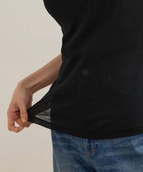 ROPE'(ロペ)の「シアーフライス5分袖プルオーバー(Tシャツ/カットソー・レディース・ブラック/ホワイト・F)」の14枚目の写真