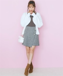 marun | 大きいサイズパール調ボタン付きシャギーニットカーディガンmarun(カーディガン/ボレロ)