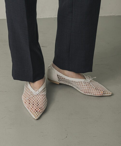 SENSE OF PLACE by URBAN RESEARCH（センスオブプレイスバイアーバンリサーチ）の「メッシュポインテッドシューズ（バレエシューズ・レディース・IVORY/BLACK・S/M/L）」の5枚目の写真