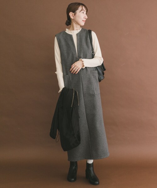 ITEMS URBANRESEARCH(アイテムズ アーバンリサーチ)の「ジャージメルトンジャンパースカート(ワンピース・レディース・GRY/BLK・Free)」の22枚目の写真